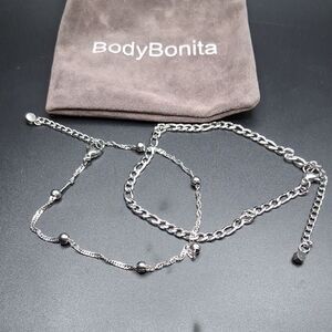 BodyBonita Stainless Steel Silver Ankle Bracelet Set New‎